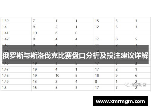 俄罗斯与斯洛伐克比赛盘口分析及投注建议详解
